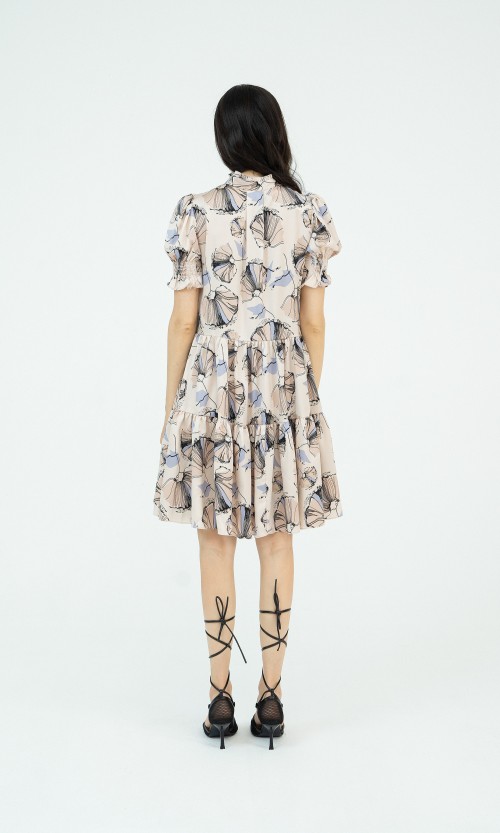SIXDO Floral Mini Silk Dress